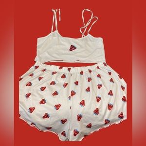 Dainty strawberry  plus size 🍓 shortcake Two piece PJ set
